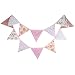 INFEI 3.2M/10.5Ft Multicolored Vintage Floral Triangle Flags Fabric Banner Bunting Garlands for Wedding, Birthday Party, Outdoor & Home Decoration (Pink)