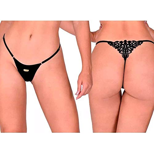 Lingerie Fio Dental Veludo Renda Calcinha Preto Tanga Já É