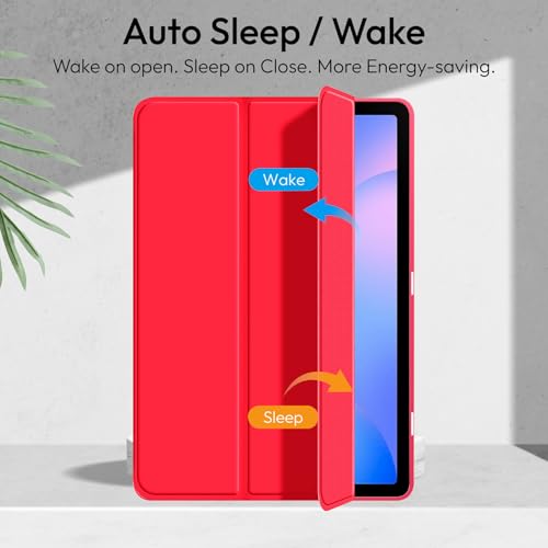 Image of Robustrion Cover for Samsung Galaxy Tab S10 Lite 10.9 inch / Tab S9 FE /Tab S10 FE /Tab S9 11 inch with [S Pen Holder], Flip Case for Samsung Tab S10 Lite /S10 /S9 FE Tablet Cover [Auto Sleep Wake] - Red