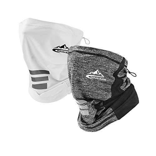 2 Stück Bandana Multifunktionaler Gesichtsmaske Schal Elastiche Gaiter Balaclava Gesichtsschutz Hals Gamasche für Damen Herren (Grey&White) Cover