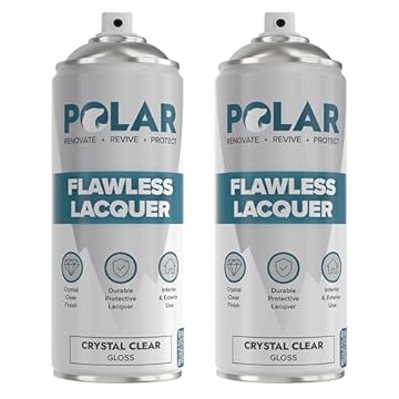 Polar Flawless Lacquer Spray - Protective Coating for Wood, Ceramic, Glass, Plastic & Metal - Scratch Resistant & UV Protection - Primer for DIY, Interior & Exterior - Gloss Finish - Clear - 2x400ml