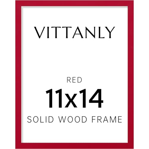 Vittanly 11x14 Picture Frame, Solid Wood Frame with Plexiglass, Red