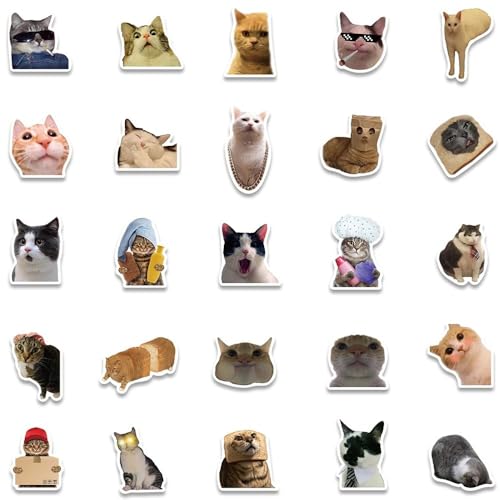 Image of 108+PCS Funny Cat Stickers - Waterproof Cute Meme Cat Vinyl Decals for Laptop, Wall, Phone, Car, Journal & More | Aesthetic Cat Stickers Set for Kids, Teens & Cat Lovers