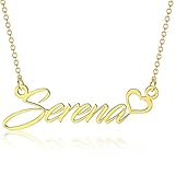 FENCCI 10K/14K/18K Solid Gold Personalized Name Necklace for Women Custom Name Necklace Gold...