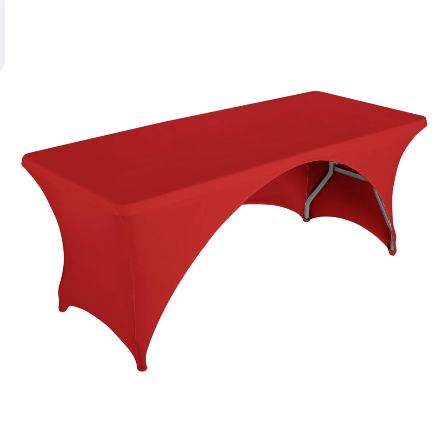 LZY Fitted Table Covers for 6 Foot Folding Tables,Open Back, Spandex/Stretch/Elastic Rectangular Table Cloths for Trade Show Display or Party (6FT-OB1PC, Red) โ image 1
