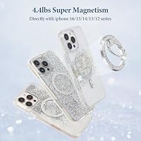 Magnetic Phone Ring for MagSafe Grip [Super Magnet] Gold Twinkle Design Ring Holder Stand, magsafe pop Socket (Silver) — image 5