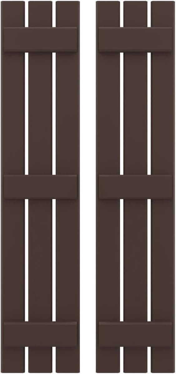 Ekena Millwork ARW401SB311X79TBH Americraft Three 3 Exterior Real Wood Spaced Board-n-Batten Shutters (Per Pair), Raisin Brown