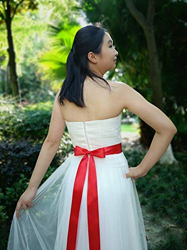 Leimandy 2" Wide Simple Classic Colorful Ribbon Sash For Dress Formal Wedding Dress (Red) #TOP5