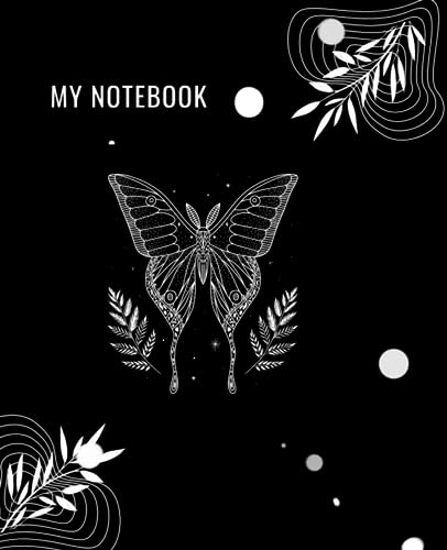  Black & White Butterfly Composition Notebook: Cute Black & White Butterfly Notebook