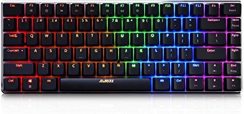 UrChoiceLtd Ajazz AK33 Tastiera da Gioco Meccanica Anti-Ghosting Tastiera USB ergonomica con 82 Tasti Interruttore Nero retroilluminato a LED RGB (Interruttore Nero, LED RGB)