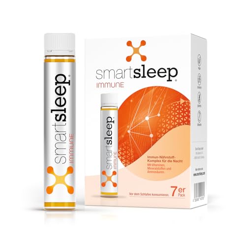 smartsleep® IMMUNE – Innovativer Immun-Drink für die Nacht mit Vitaminen, Zink & Aminosäuren – 7 Trinkampullen – Vegan, zuckerfrei & Made in Germany