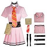 Smehei Megumin Cosplay Costume Konosuba Megumin Outfit Red Dress Cloak Uniform Full Set with Hat for Women(pink,XS)