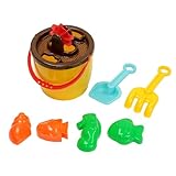 池田工業社 くるくる水車バケツ8点セット 砂場セット 砂場遊び [ 水車/バケツ/角スコップ/クマデ / 砂型4個 ] 【色指定不可】 000009270