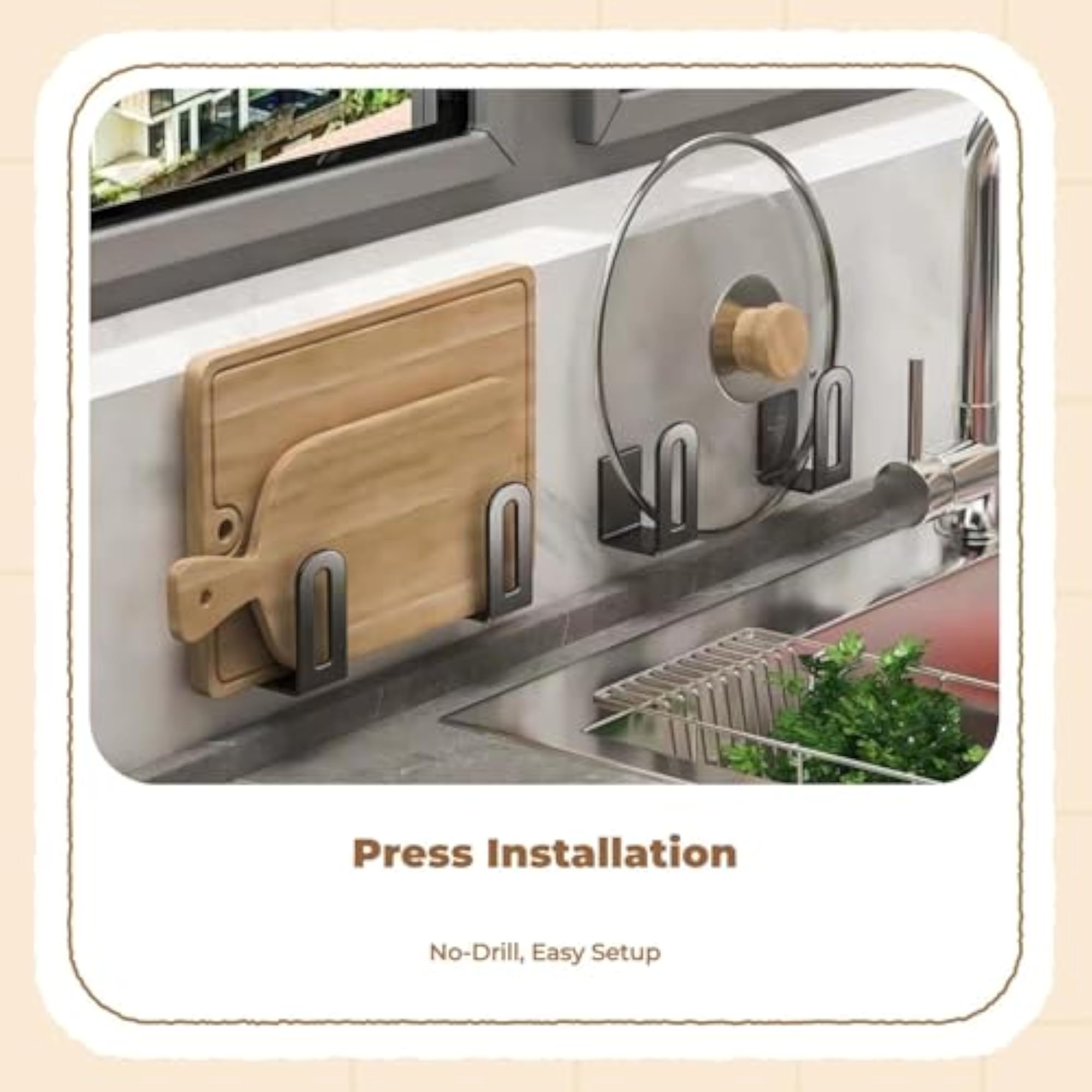 Storage Rack, Hole Organizer, Kitchen Pot Lid & Cutting Board Holder