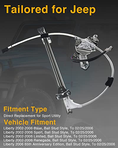 A-Premium Power Window Regulator And Motor Assembly Replacement For Jeep Liberty Kj 2002-2006 Rear Left Driver Side #TOP1