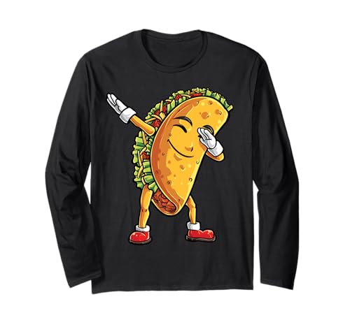 Dabbing Taco Cinco de Mayo Funny Boys Men Mexican Food Dab Manga Larga