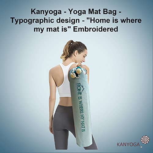Image of Yoga Mat Cover Bag | Yoga Mat Bag with inchHOME IS WHERE MY MAT IS inch Embroidery Strap (Aqua, 74 L x 25 W)