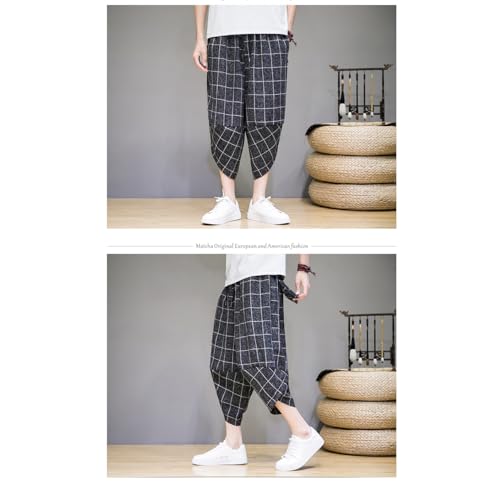 Seidarise Men's Casual Linen Pants Loose Fit Elastic Drawstring Waist Straight-Legs Summer Yoga Beach Long Pants2