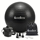 Wellrox Pelota de ejercicio con bomba eléctrica, silla de equilibrio para gimnasio en casa para escritorio de