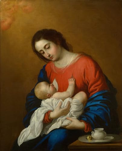 Pinturas Murales Carteles Dama col Bambino Francisco De Zurbaran Decoración Pared Salón 60x90cm