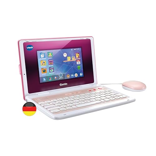 VTech Genio laptop edukacyjny XL różowy – komputer edukacyjny z dużym ekranem LCD o przekątnej 7" z dostępem do Internetu, programem tekstowym i wieloma treściami edukacyjnymi – dla dzieci w wieku