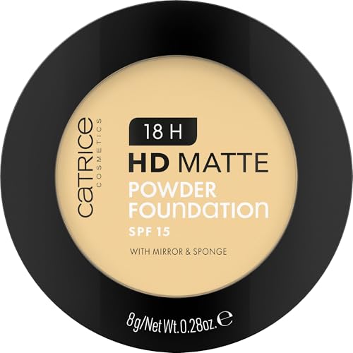 Catrice 18H HD Matte Powder Foundation, nº 012W, Nude, Larga duración, Mate, para pieles con problemas, vegano, sin aceite, filtro UVA y UVB + SPF 15, sin perfume, 1 unidad (8 g)