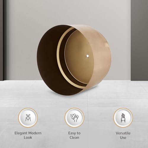Image of amazon basics Planter Flower Pot with Stand | for Home Decor | (Medium) (Antique Gold and Copper Finish)