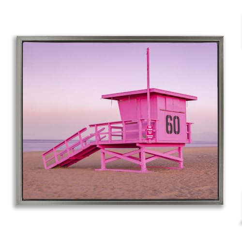 Stupell Industries Pink Beach Shack Photography Purple Sky Coast, Design by Jeff Poe Photography,24 x 30