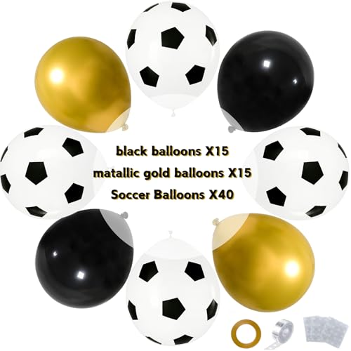 Image of Soccer Balloons Black Golden, 70pcs Soccer Balloons for World Cup decorations Birthday