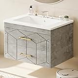 IDEALHOUSE Floating Bathroom Vanity with Sink 30 inch, Modern Bathroom Sink Cabinet, Ceramic Vanity Top...
