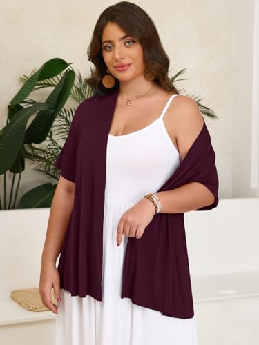 Image of LARACE Short Sleeve Cardigans for Womens Summer Tops Casual Plus Size Open Front Lightweight Cover Up