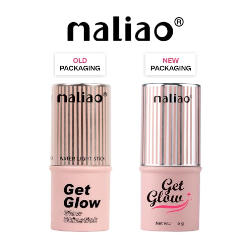 Image of Maliao Get Glow Skinstick | Water Light Stick Highlighter for Natural Radiant Glow | Lightweight & Blendable Formula | Long-Lasting Dewy Finish | (01 Clean Water) | 6g