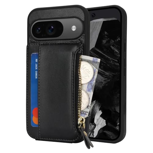 Image of Cavor for Google Pixel 9 /9 Pro Case Wallet with Card Holder, Black