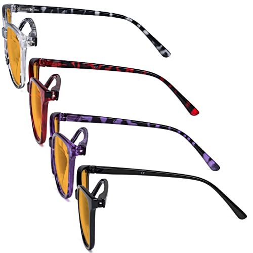 Image of Eyekepper 4 Pack Oversized Blue Light Filter Glasses - Cat Eye Design Computer Reading Glasses for Women Anti Screen Glare Blocking Digital Blue Rays Orange Tinted +1.25