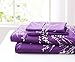 SL SPIRIT LINEN HOME EST. 1988 - Queen Sheet Set, Super Soft Microfiber Bedding, Elegant Foliage Design & Ideal for All Seasons (Queen, Purple/White)