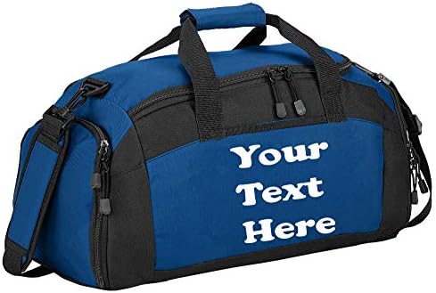 Personalized Monogrammed Gym Duffel Bag with Custom Text | Sports Bag with Customizable Embroidered Monogram Design (Royal)