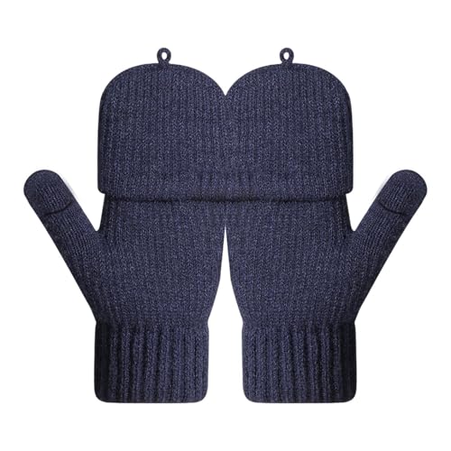 Guantes sin dedos tejidos en lana térmica gris para invierno y deporte