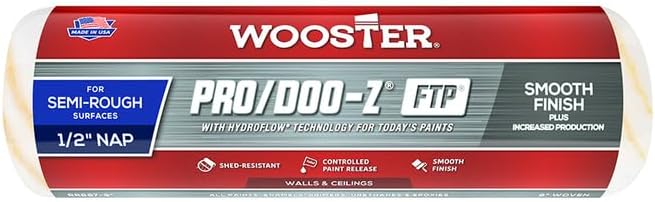 12 Pack of 9″ x 1/2″ Nap Wooster Brush Company RR667 Pro/Doo-Z, FTP No-Shed Roller Cover