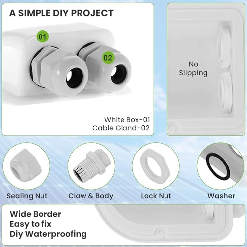 Miniatura 2 de Offgridtec Conducto De Techo Pasaventanas 2 Blanco Cuádruple Para Caravanas Caravana Barcos Cable Solar Pasaventanas Abs, 1 Pieza, 006420, 2 Vías Blanco Luz