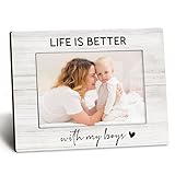 DUXMNAMG Mom Son 4x6 Picture Frame, Boy Mother Gifts, Mothers Day Birthday Gifts from Boys, Mom of Son Photo Frame, Life is Better with My Boys Picture Photo Frames for Desk Decor