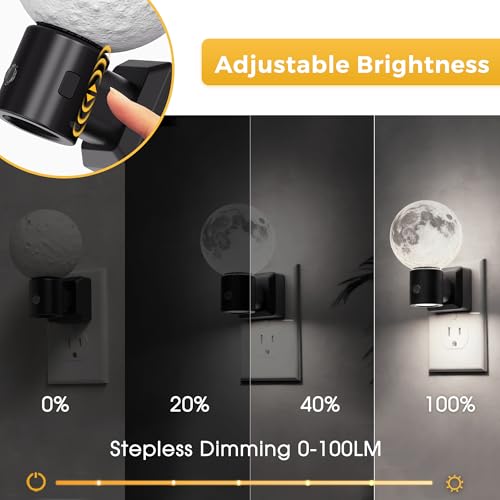 Image of L LOHAS LED Night Lights Plug Into Wall, Plug in Night Light with Light Sensor, 0-100LM Brightness Adjustable, 3D Printing LED Moon Light for Bedroom Birthday Gifts