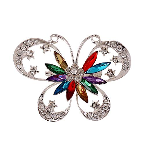 BEUU Vintage Butterfly Brooch Pin Rhinestones Crystal Antique Cute Animal Shape Corsages Scarf Clips Brooches for Women Girls, A-A
