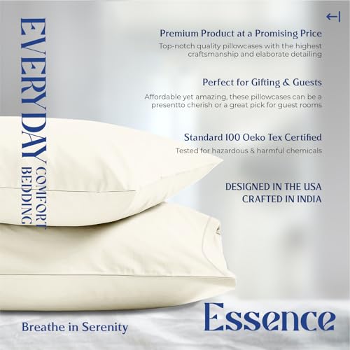 Image of Mayfair Linen Organic Cotton Queen Pillow Cases Set of 2 (21 inch x 32 inch), Ivory