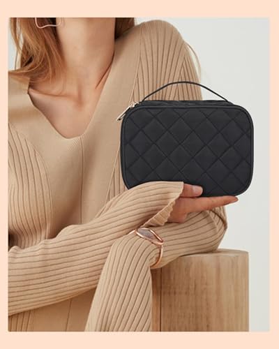 Relavel Small Makeup Bag, Cute Make Up Pouch for Women, Black - 3