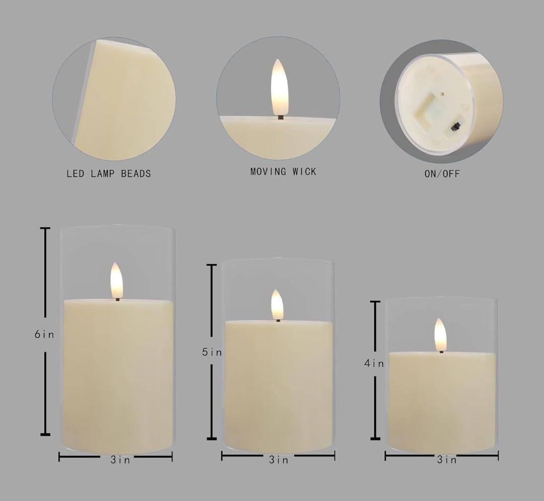 Acrylic LED Pillar Candles - Flameless & Smokeless -2 Acrylic LED Pillar Candles - Flameless & Smokeless -2