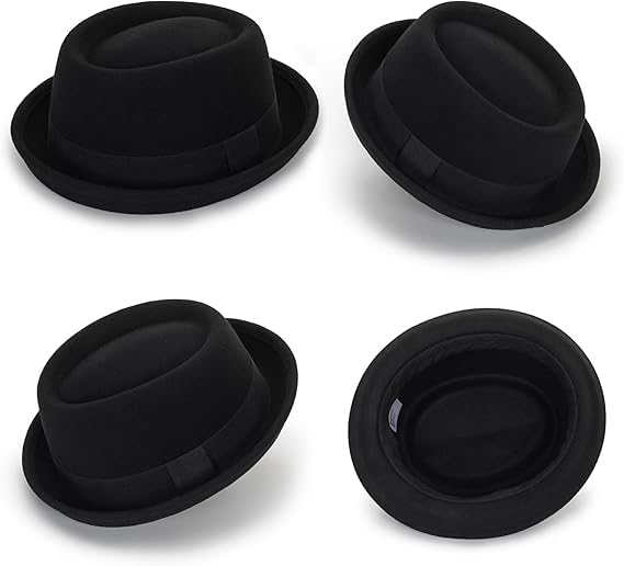 Image of Porkpie-Hat Boater-Fedora-for Men /Women - Classic Short Brim Church Derby Fedora-Hat(Szie:S-M)