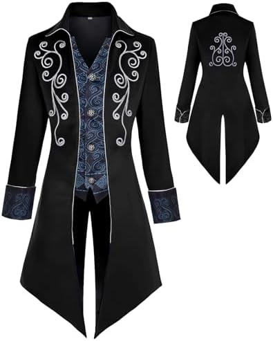 Medieval Clothing Men's Costumes Steampunk Jacket, Victorian Goth...