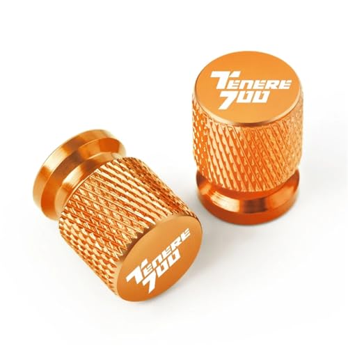 YIJIEBAO 2 PCS Motorrad Rad Reifen Ventil Kappen Zubehör Fit for Yamaha TENERE 700 TENERE 700 Tenere700 2019 2020 2021-2024(Orange)
