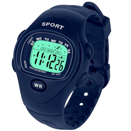 SOCICO Kids Digital Watches for Girls Boys Aged 3-10, Childrens Outdoor Sports Waterproof Watch with Led Light,Alarm Clock, Stopwatch, 12/24H for Kids Great Gifts (Blue)