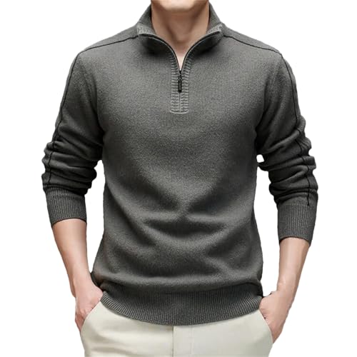 Men’S Casual Wool Warm Turtleneck Pullover Sweater Thick Long Sleeve Half-Zip Knit Jumper Tops